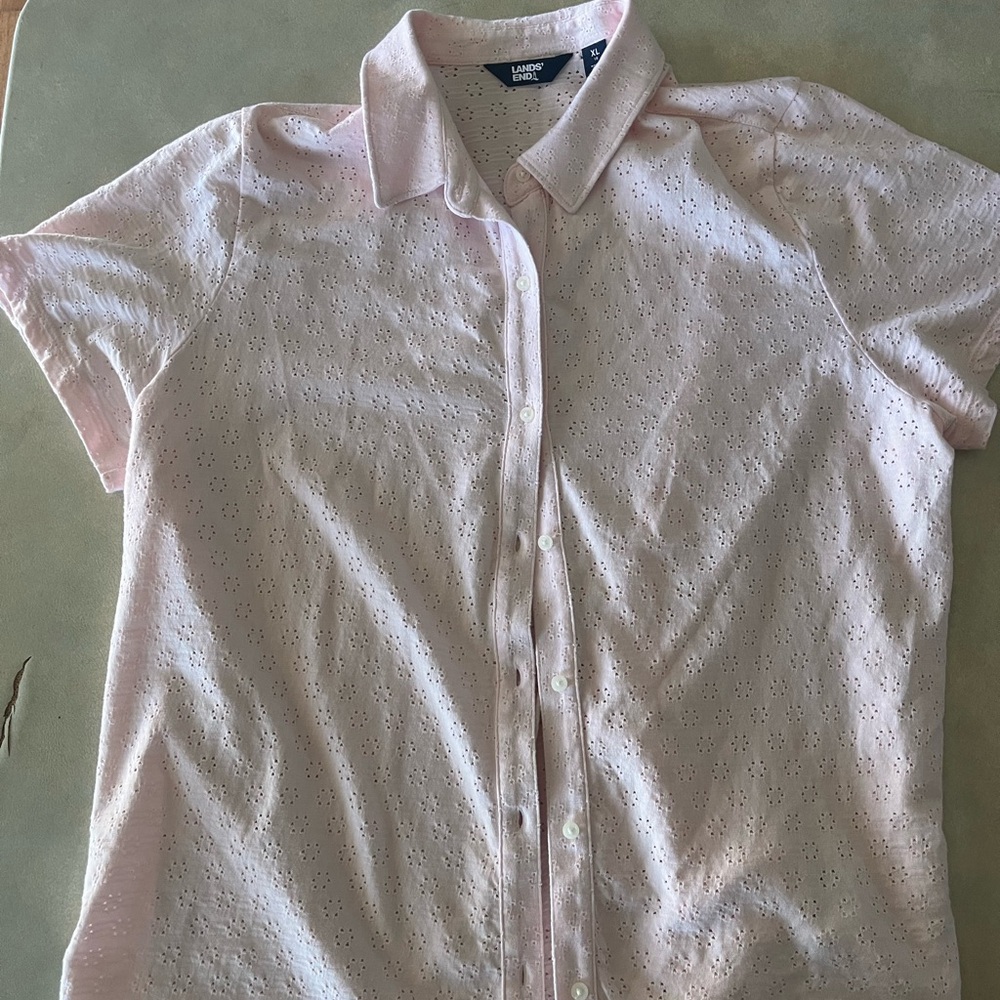 Lands' End Light Pink Eyelet Women’s Shirt